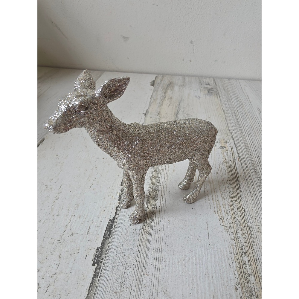 Silver glitter reindeer‎ deer statue figurine Xmas decor